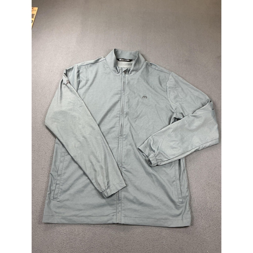 Travis Mathew Jacket Mens Medium Gray Full Zip Golf Windbreaker Logo Stretch Dad